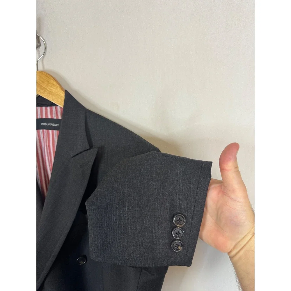 Dsquared2 Mens Charcoal Grey Double Breasted Wool Blazer Jacket Men 42